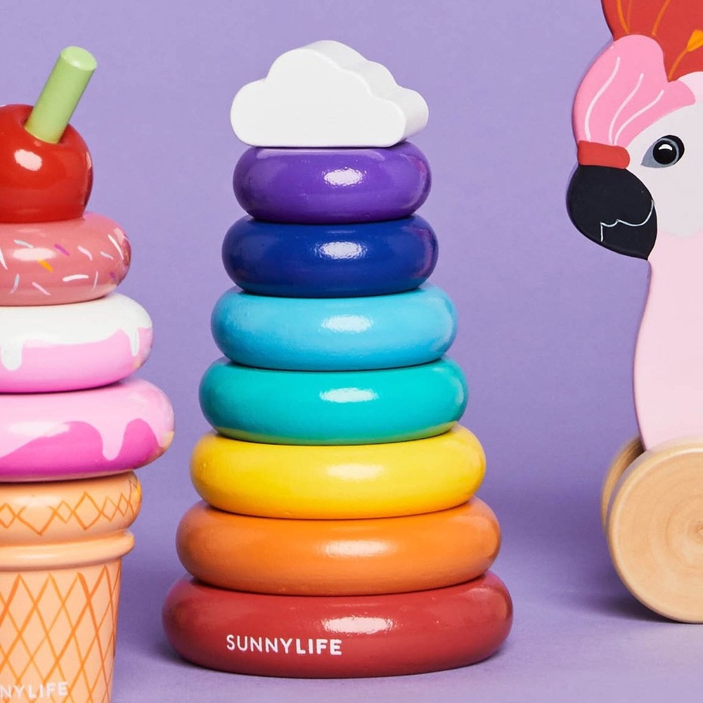 🌈 Stacking Rainbow Colors White Cloud Baby Toy by Sunnylife Sunny Life 🌈